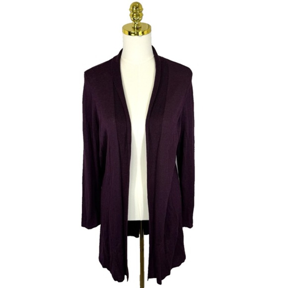 Eileen Fisher Womens Sweater Medium Open Cardigan Tencel Wool Lightweight Office